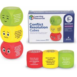 image:imageLearning Resources Conflict Resolution Cubes  Conversation Starter Cubes Therapy Games for Kids Social Skills Cards Social Emotional Learning Games Table Questions for Family Dinner