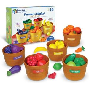 image:imageLearning Resources Farmers Market Color Sorting Set  Play Food for Kids Toddler Stacking Toys Grocery and Kitchen Play Toys  Montessori Fine Motor Skills  Gifts for Boys And Girls31 Pieces