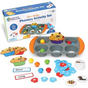 image:imageLearning Resources Mini Muffin Match Math Activity Set  76 Pieces Ages 3 Counting Games for Kids Preschool Toys Homeschool Montessori Activities Gifts for Boys and GirlsPhonics Activity Set