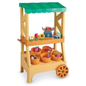 image:imageLearning Resources My First Farmstand  Farmers Market Stand Toy for Kids Rolling Cart with Pretend Play Food Fruit and Vegetable Baskets Toddler amp Preschool Grocery Shopping Playset