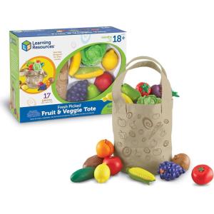 image:imageLearning Resources Fresh Picked Fruit And Veggie Tote 17 Piece Age 18 months Multicolor8 L x 9 W in