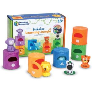 image:imageLearning Resources Peekaboo Learning Jungle Toddler  10 Pieces Ages 18 Months   Toddler Montessori Toys Stacking Shape Sorting and Matching Skill Educational Games