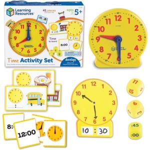 image:imageLearning Resources Time Activity Set  Teaching Clocks for Kids Teacher Classroom Must Haves Elementary School amp Montessori Activities Math Manipulatives Time Flash Cards Gifts for Boys and GirlsTime Activity Set