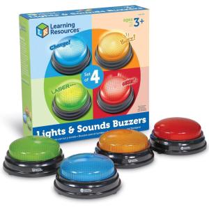 image:imageLearning Resources Lights and Sounds Buzzers  Classroom Must Haves Supplies Kids Toys Sound Effect Button Family Game Shows For Trivia Participation Tools Boys and Girls Birthday GiftsLights  Sounds Buzzers
