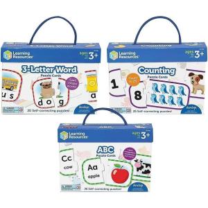image:imageLearning Resources Preschool Puzzle Cards ABCs Counting amp 3Letter Words Ages 3