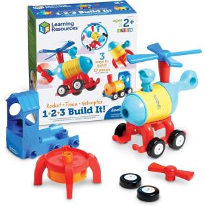 image:imageLearning Resources 123 Build It RocketTrainHelicopter  17 Pieces Ages 2 Creative Thinking Toddler Building STEM Early Engineering Toys