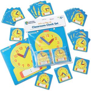 image:imageLearning Resources Write amp Wipe Clocks Classroom Set  25 Pieces Ages 6 Laminated DryErase Teaching Aids Teacher Supplies Learning TimeSet