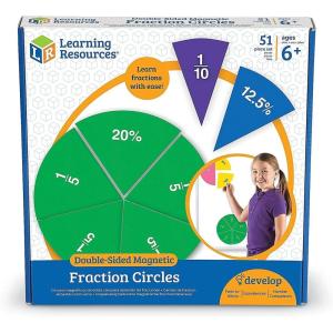 image:imageLearning Resources DoubleSided Magnetic Fraction Circles Sticks to Whiteboard and Chalkboard Teacher Math Classroom accessories Ages 6