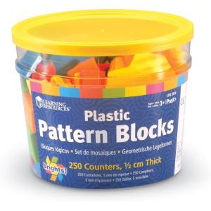 image:imageLearning Resources Brights Plastic Pattern Blocks Geometry for Kids Develops Shape and Color Recognition Skills 250 Pieces Ages 3 and Up