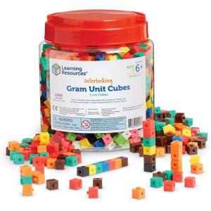 image:imageLearning Resources Interlocking Gram Unit Cubes  1000 Pieces Ages 6 Math Classroom Teaching Aids625 inch x 625 inch x 525 inch Pack of 12