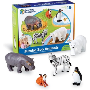 image:imageLearning Resources Jumbo Zoo Animals Monkey Penguin Zebra Polar Bear and Hippo Classroom Desk Pets 5 Animals Ages 2