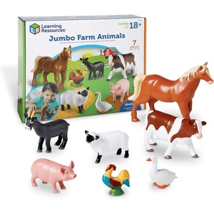 image:imageLearning Resources Jumbo Farm Animals  Horse Cow Sheep Chicken Goat Figurines Barn Toys Fine Motor Skills Toddler Educational Playset Montessori Barnyard Gifts For Boys and Girls